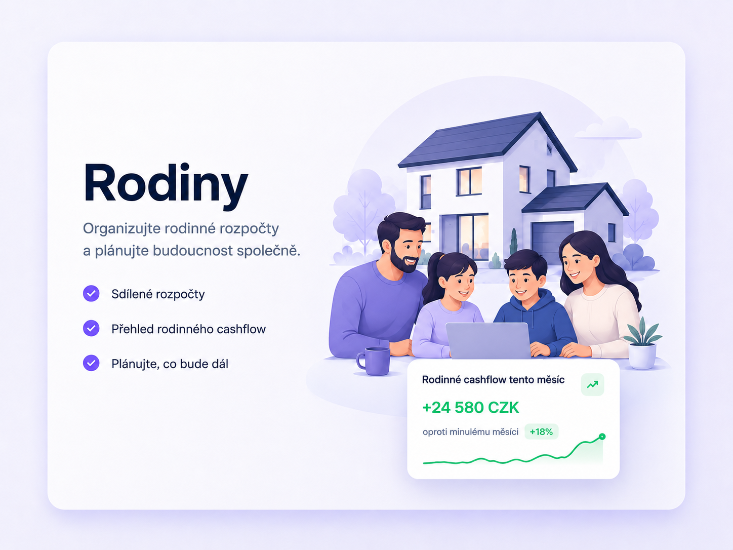 Pro rodiny — sdílené finance, kapesné, plán na budoucnost.